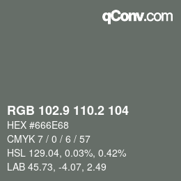 Color code: RGB 102.9 110.2 104 | qconv.com