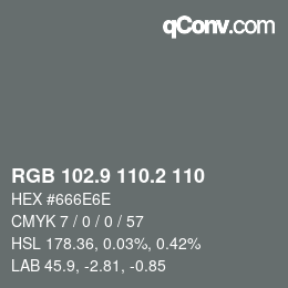 Color code: RGB 102.9 110.2 110 | qconv.com