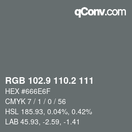 Color code: RGB 102.9 110.2 111 | qconv.com