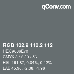 Color code: RGB 102.9 110.2 112 | qconv.com