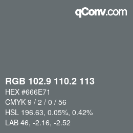 Color code: RGB 102.9 110.2 113 | qconv.com