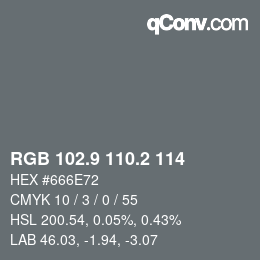 Color code: RGB 102.9 110.2 114 | qconv.com