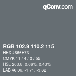 Color code: RGB 102.9 110.2 115 | qconv.com