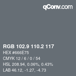 Color code: RGB 102.9 110.2 117 | qconv.com