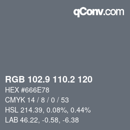 Color code: RGB 102.9 110.2 120 | qconv.com