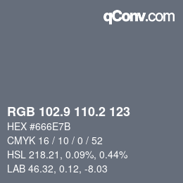 カラーコード: RGB 102.9 110.2 123 | qconv.com