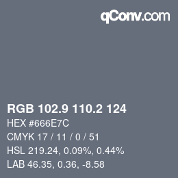 カラーコード: RGB 102.9 110.2 124 | qconv.com