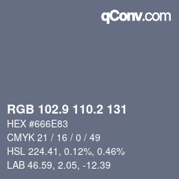 Color code: RGB 102.9 110.2 131 | qconv.com