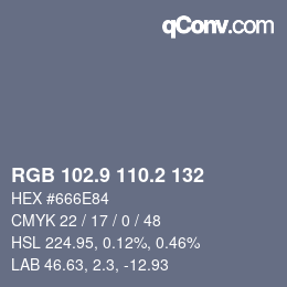 Farbcode: RGB 102.9 110.2 132 | qconv.com