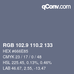 カラーコード: RGB 102.9 110.2 133 | qconv.com