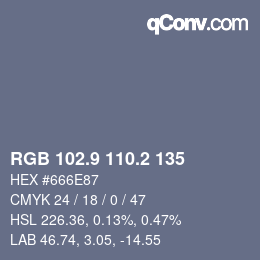 Farbcode: RGB 102.9 110.2 135 | qconv.com