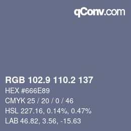 Color code: RGB 102.9 110.2 137 | qconv.com