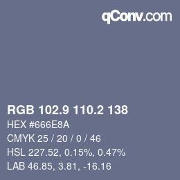 カラーコード: RGB 102.9 110.2 138 | qconv.com