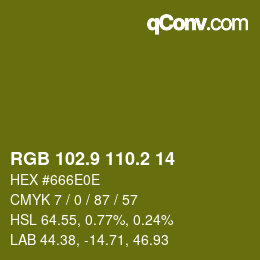 カラーコード: RGB 102.9 110.2 14 | qconv.com