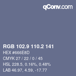 Color code: RGB 102.9 110.2 141 | qconv.com