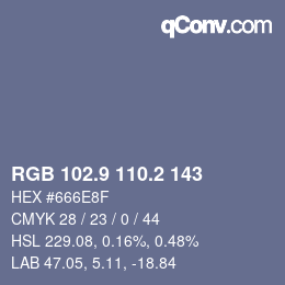 カラーコード: RGB 102.9 110.2 143 | qconv.com
