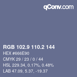 Farbcode: RGB 102.9 110.2 144 | qconv.com