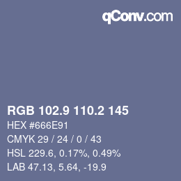 Farbcode: RGB 102.9 110.2 145 | qconv.com