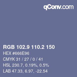 カラーコード: RGB 102.9 110.2 150 | qconv.com