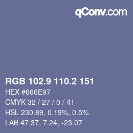 Farbcode: RGB 102.9 110.2 151 | qconv.com