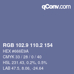 Color code: RGB 102.9 110.2 154 | qconv.com