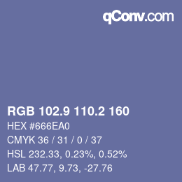 Color code: RGB 102.9 110.2 160 | qconv.com