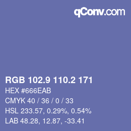 カラーコード: RGB 102.9 110.2 171 | qconv.com