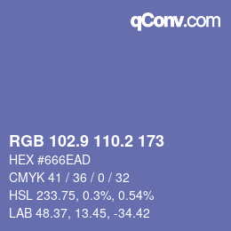 カラーコード: RGB 102.9 110.2 173 | qconv.com