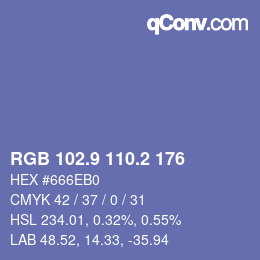 Color code: RGB 102.9 110.2 176 | qconv.com