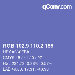 カラーコード: RGB 102.9 110.2 186 | qconv.com