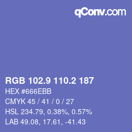 カラーコード: RGB 102.9 110.2 187 | qconv.com