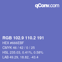 カラーコード: RGB 102.9 110.2 191 | qconv.com