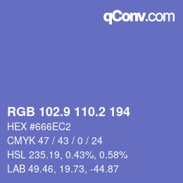 カラーコード: RGB 102.9 110.2 194 | qconv.com