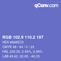 カラーコード: RGB 102.9 110.2 197 | qconv.com