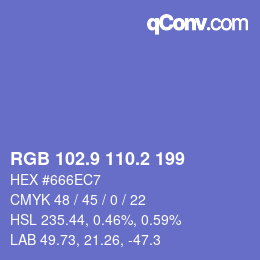 カラーコード: RGB 102.9 110.2 199 | qconv.com