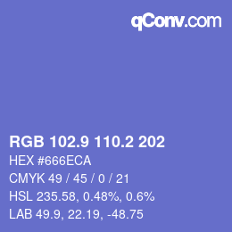 カラーコード: RGB 102.9 110.2 202 | qconv.com