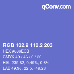 カラーコード: RGB 102.9 110.2 203 | qconv.com
