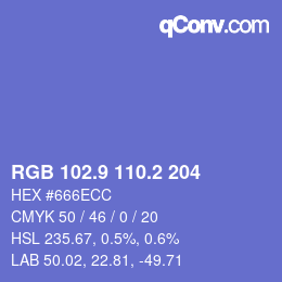 カラーコード: RGB 102.9 110.2 204 | qconv.com