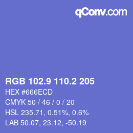 カラーコード: RGB 102.9 110.2 205 | qconv.com