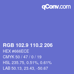 カラーコード: RGB 102.9 110.2 206 | qconv.com
