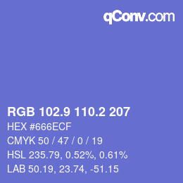 カラーコード: RGB 102.9 110.2 207 | qconv.com