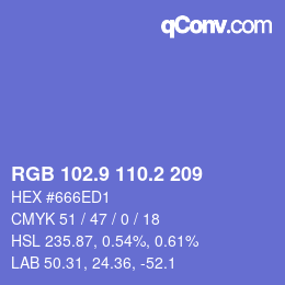 カラーコード: RGB 102.9 110.2 209 | qconv.com