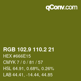 カラーコード: RGB 102.9 110.2 21 | qconv.com