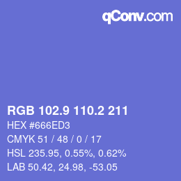 カラーコード: RGB 102.9 110.2 211 | qconv.com