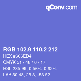 カラーコード: RGB 102.9 110.2 212 | qconv.com