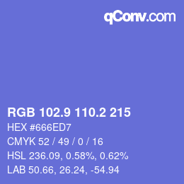 カラーコード: RGB 102.9 110.2 215 | qconv.com