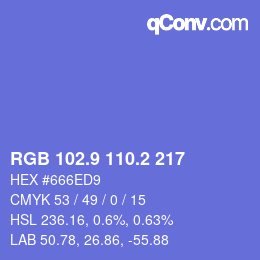 カラーコード: RGB 102.9 110.2 217 | qconv.com