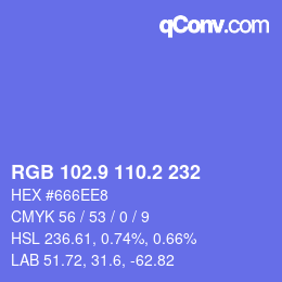 カラーコード: RGB 102.9 110.2 232 | qconv.com