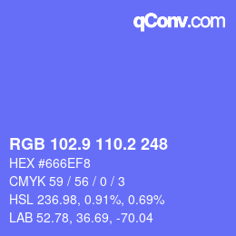カラーコード: RGB 102.9 110.2 248 | qconv.com