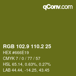 カラーコード: RGB 102.9 110.2 25 | qconv.com
